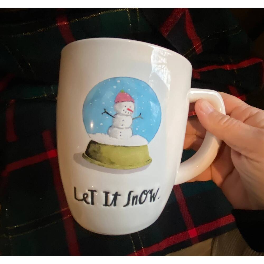 Rae Dunn Artisan Collection‎ Snow Globe “LET IT SNOW” Coffee Mug FLAWLESS!